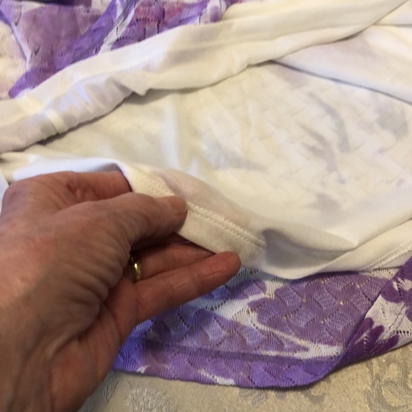 ALIA NWT XL 3/4 SLEEVE VIOLET/MAUVE/PINK/WHITE LACY SHEER TOP LINED CASUAL #040 - Picture 11 of 13